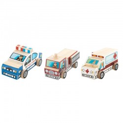 Set 3 masinute din lemn de construit si pictat Rescue Vehicles Cars (DIY)